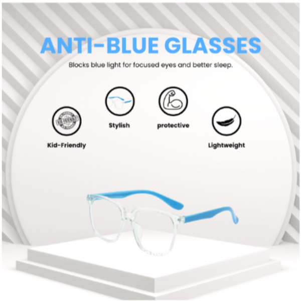 Premium Kids Blue Light Blocking Glasses with Silicone Frame|Blue